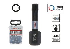 Ударные биты Bosch Impact Control, T25/25 мм, 25 бит в упаковке TicTac