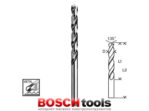 Cвердло Bosch по металу HSS-G, DIN 338