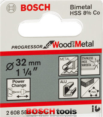 Біметалічна кільцева пила Bosch Progressor for Wood and Metal, 32 мм