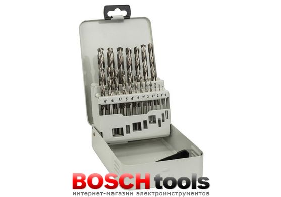 Набор сверл по металлу Bosch HSS-G, DIN 338, 135°, в металлической кассете  (19 шт.)