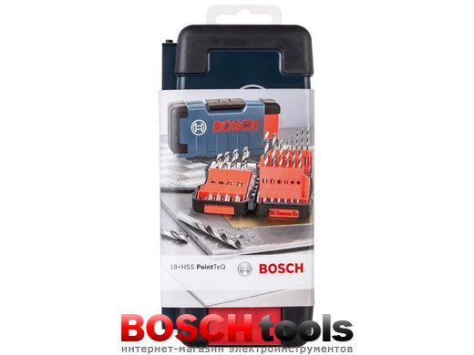 Набір свердел по металу Bosch HSS PointTeQ, (18 шт.)