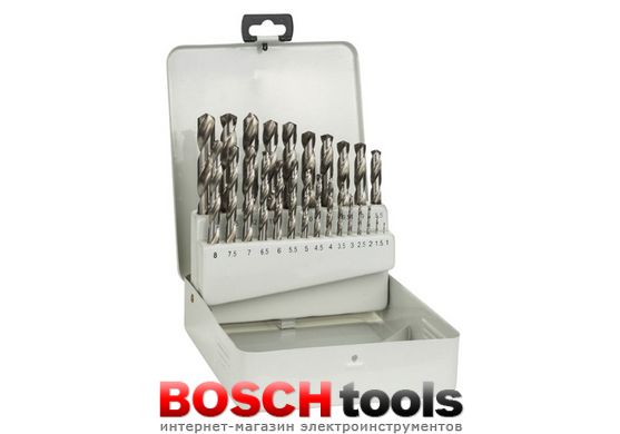 Набор сверл Bosch по металлу HSS-G, DIN 338, 135°, в металлической кассете (25 шт.)