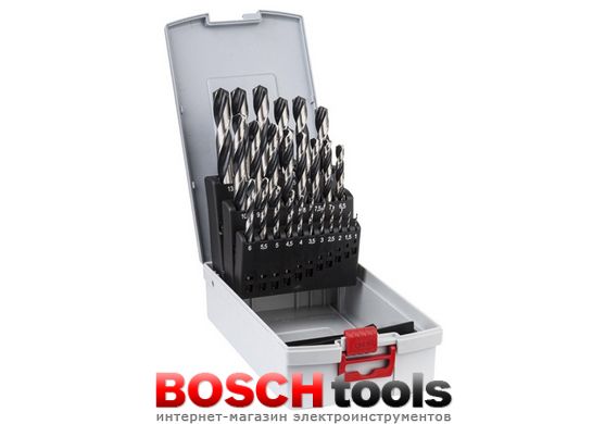 Набор спиральных свёрл Bosch из быстрорежущей стали HSS PointTeQ, ProBox, (25 шт.)