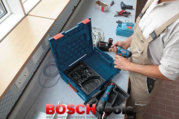 Набір акумуляторних інструментів Bosch Professional: дриль-шурупокрут GSR 18V-65, перфоратор GBH 18V-22, КШМ GWS 18V-8 з 2 акб GBA 18V 5.0 Ah і з/п GAL 18V-40 в 3 кейсах L-BOXX 136