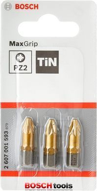 Насадка для загвинчування Max Grip TIN, PZ2, 25 мм, 3 шт.