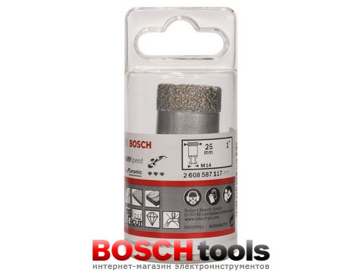 Алмазная коронка Bosch, Ø 25 мм, Dry Speed Best for Ceramic для сухого сверления