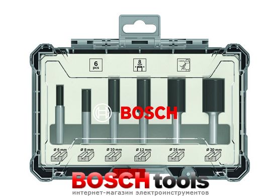 Набор пазовых фрез Bosch, хвостовик 8 мм, из 6 шт.
