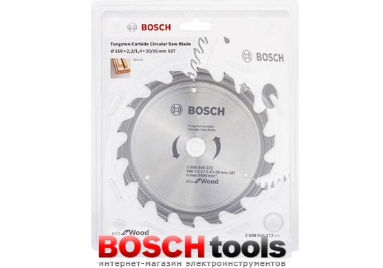 Пильный диск Bosch Eco for Wood, Ø 160x20/16-18T