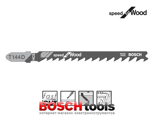 Полотно для лобзика Bosch speed for Wood T 144 D