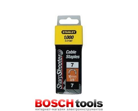 Скобы для степлера "CABLE" тип "7" 12мм для крепления кабеля в упаковке по 1000 шт Stanley 1-CT108T