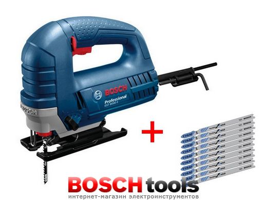 АКЦІЯ!!! Лобзик Bosch GST 8000 E + 10 шт. пильных полотен Bosch flexible for Metal T 118 AF