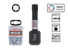 Ударные биты Bosch Impact Control, T20/25 мм, 25 бит в упаковке TicTac